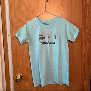 Patagonia Light Blue Big Logo Regular Fit Short Sleeve Unisex T-Shirt Size M